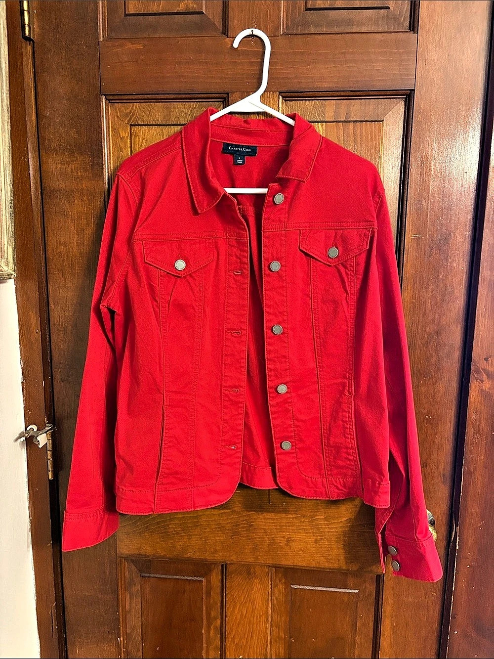 Charter Club Red Jean Jacket Size Large Like New